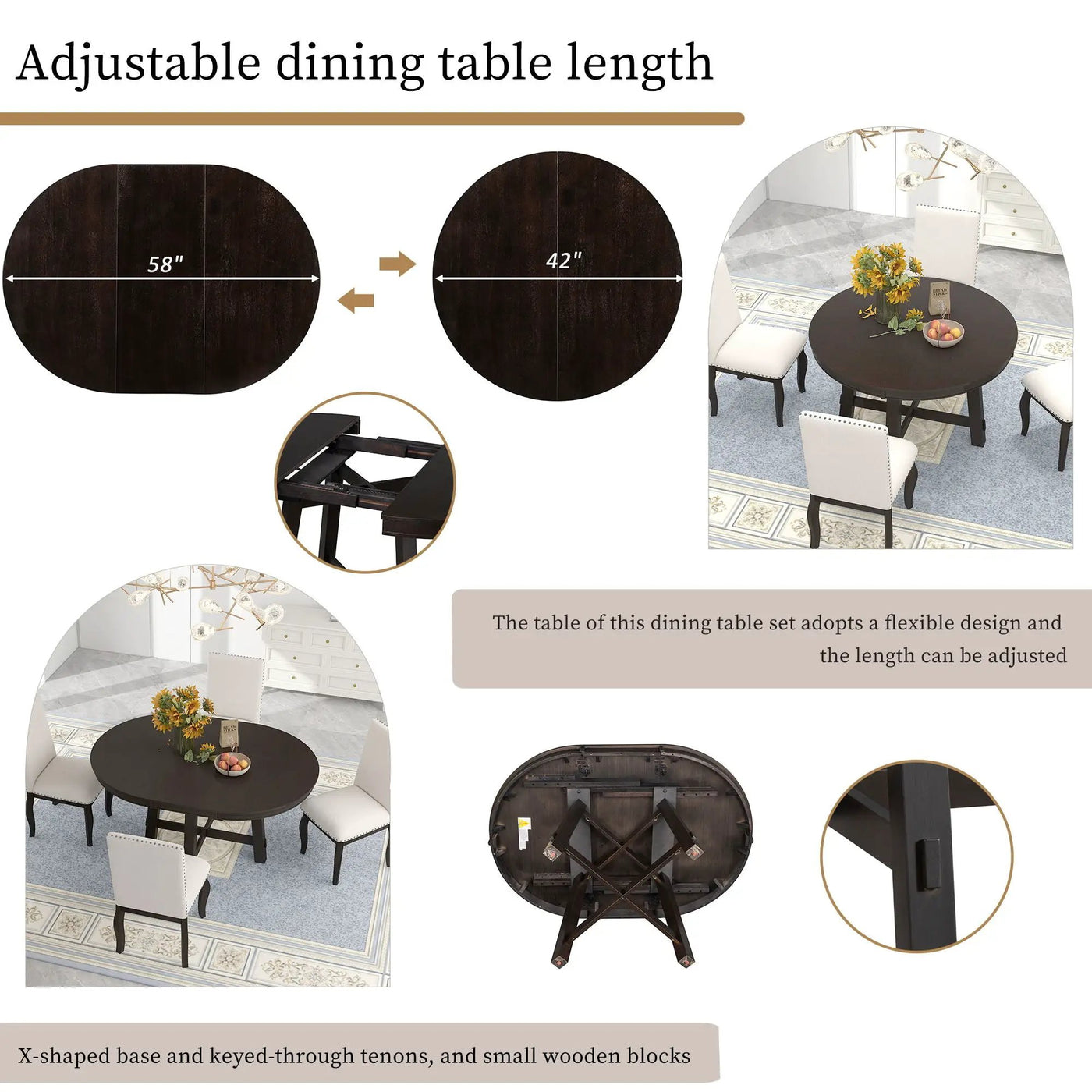 Gia - Round Extendable Dining Table With 16" Leaf Wood by Unique Piece Furniture