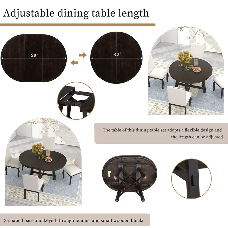 Gia - Round Extendable Dining Table With 16" Leaf Wood by Unique Piece Furniture
