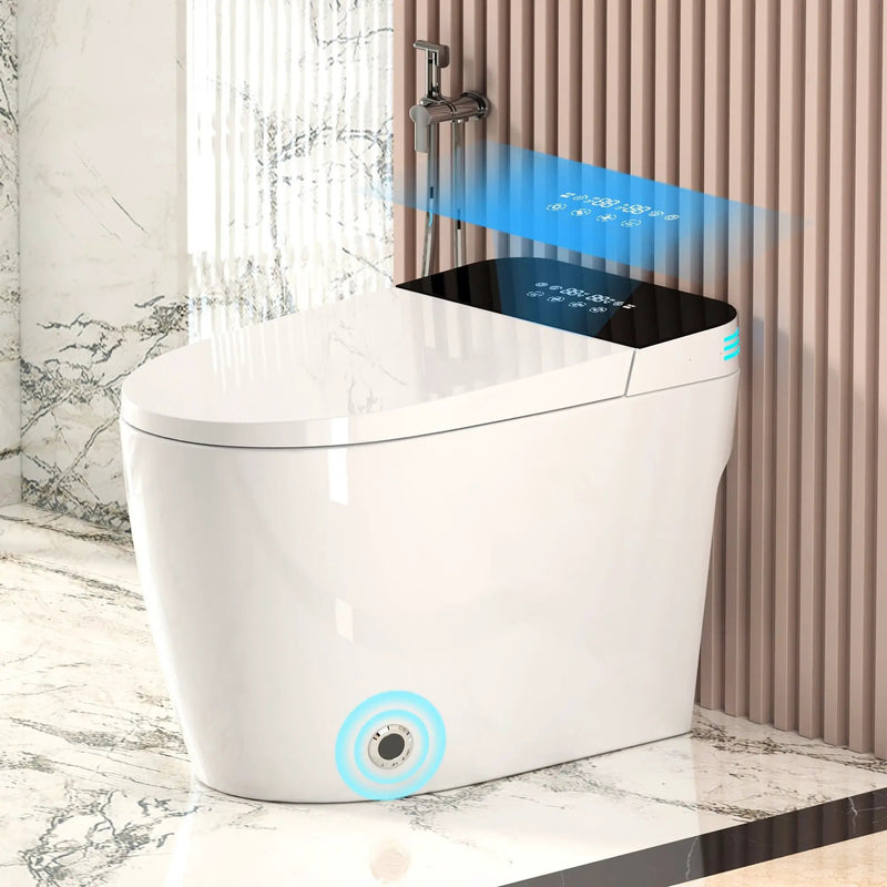 Smart Heated Bidet Toilet With Auto Open / Close Seat, Warm Water Wash, Dryer, And LED Display - White by HouseOfZazla