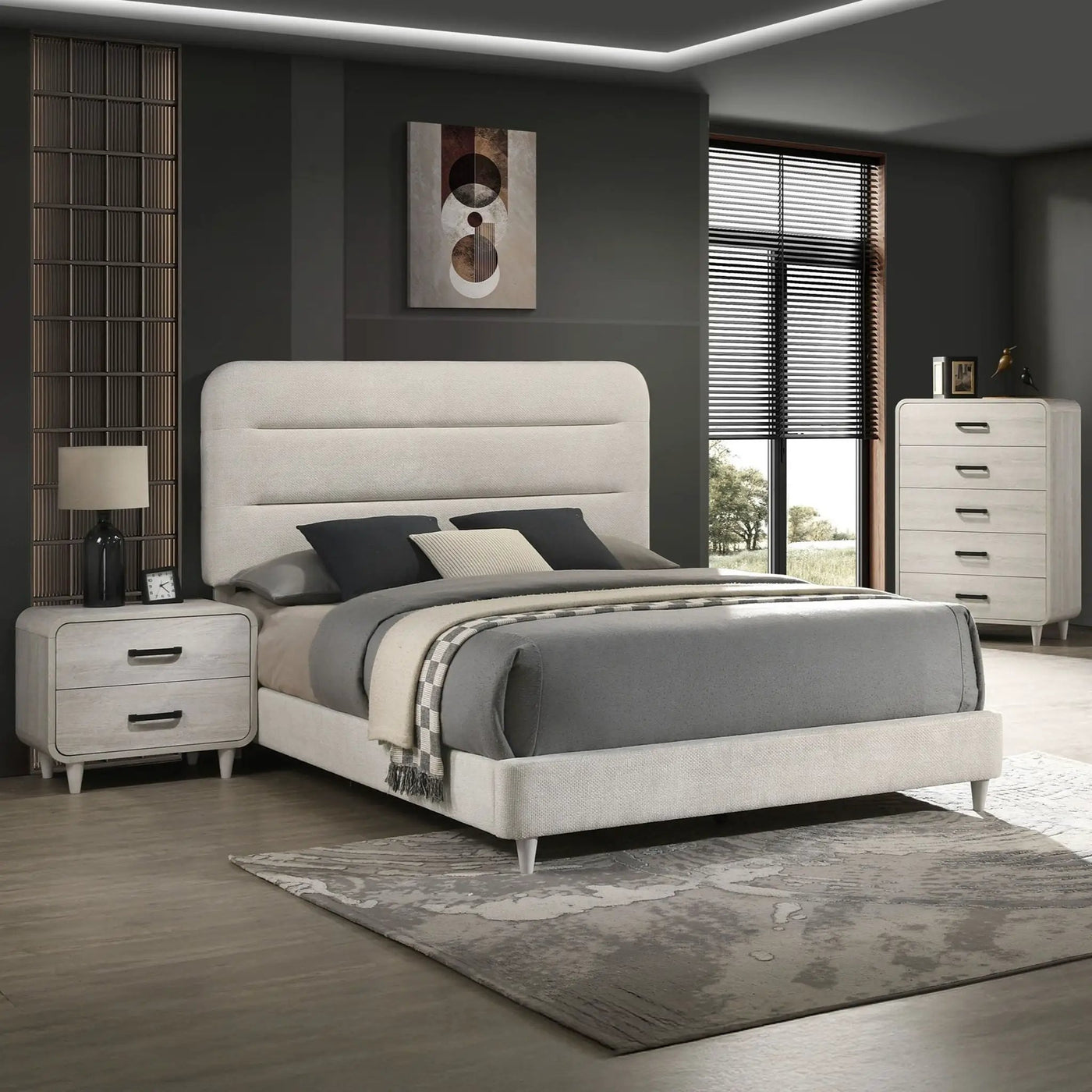 Upholstered Panel Bed, Sleek Lines by HouseOfZazla