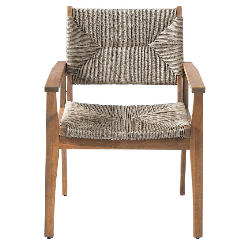 Durable Outdoor Dining Chair Set with Acacia Wood Frame and Wicker Seat by HouseOfZazla