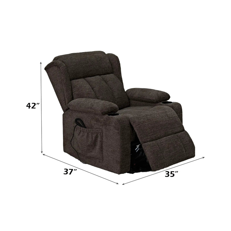 Lusio - Power Motion Recliner With Lift & Cup Holder - Brown by HouseOfZazla