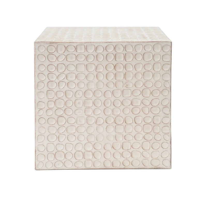 Chic Modern MGO Cube Side Table with Fluted Design - Antique Brown by HouseOfZazla