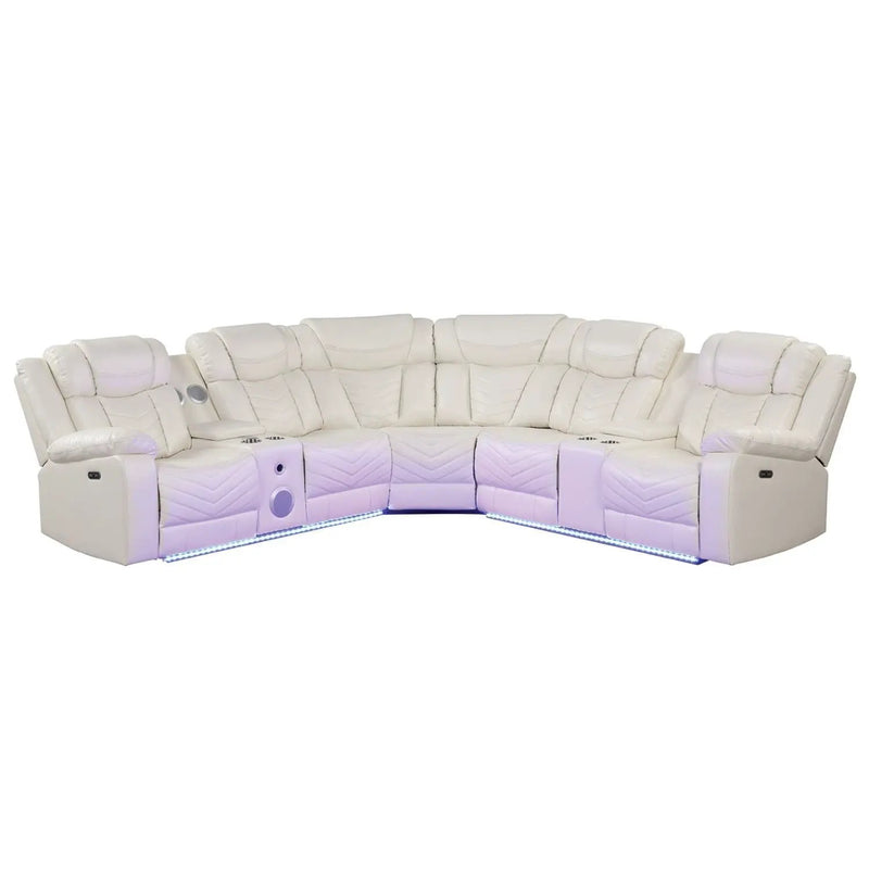 Challenger - Recliner Sectional Sofa, Built In USB, C Ports & Bluetooth by HouseOfZazla