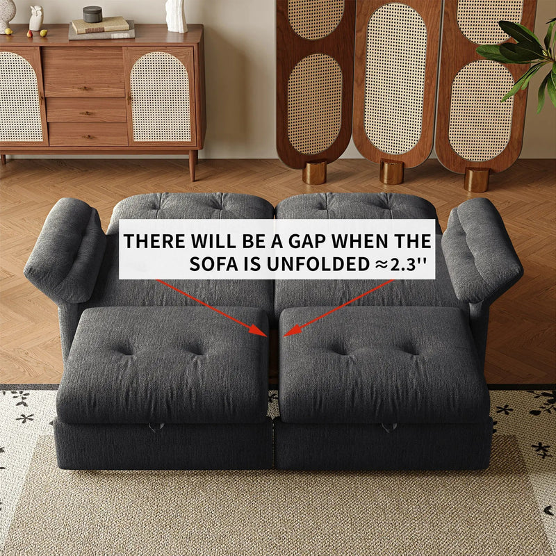 Multi-Functional Sofa Bed - 81.5 Inch Plush Chenille Sofa by HouseOfZazla