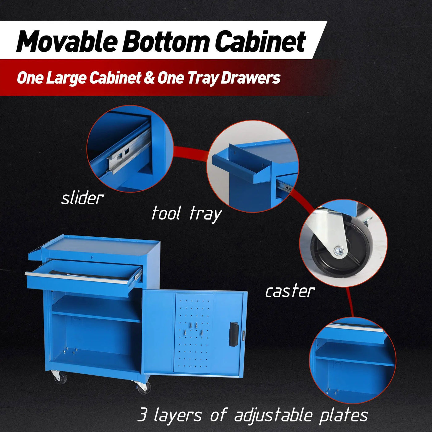 5-Drawer Rolling Tool Storage Cabinet with Detachable Top Toolbox by HouseOfZazla