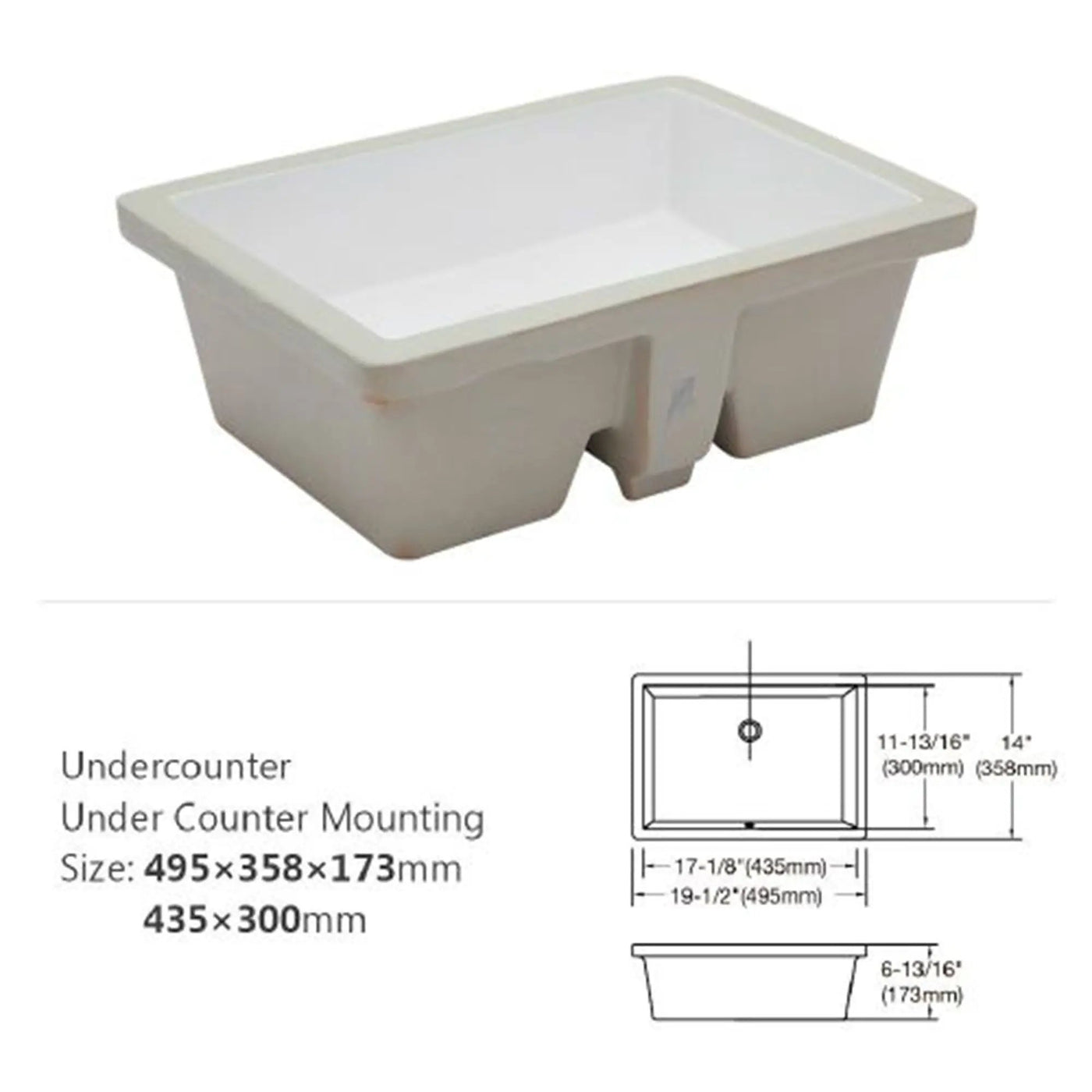 Modern Ceramic Rectangular Undermount Bathroom Sink With Overflow by HouseOfZazla
