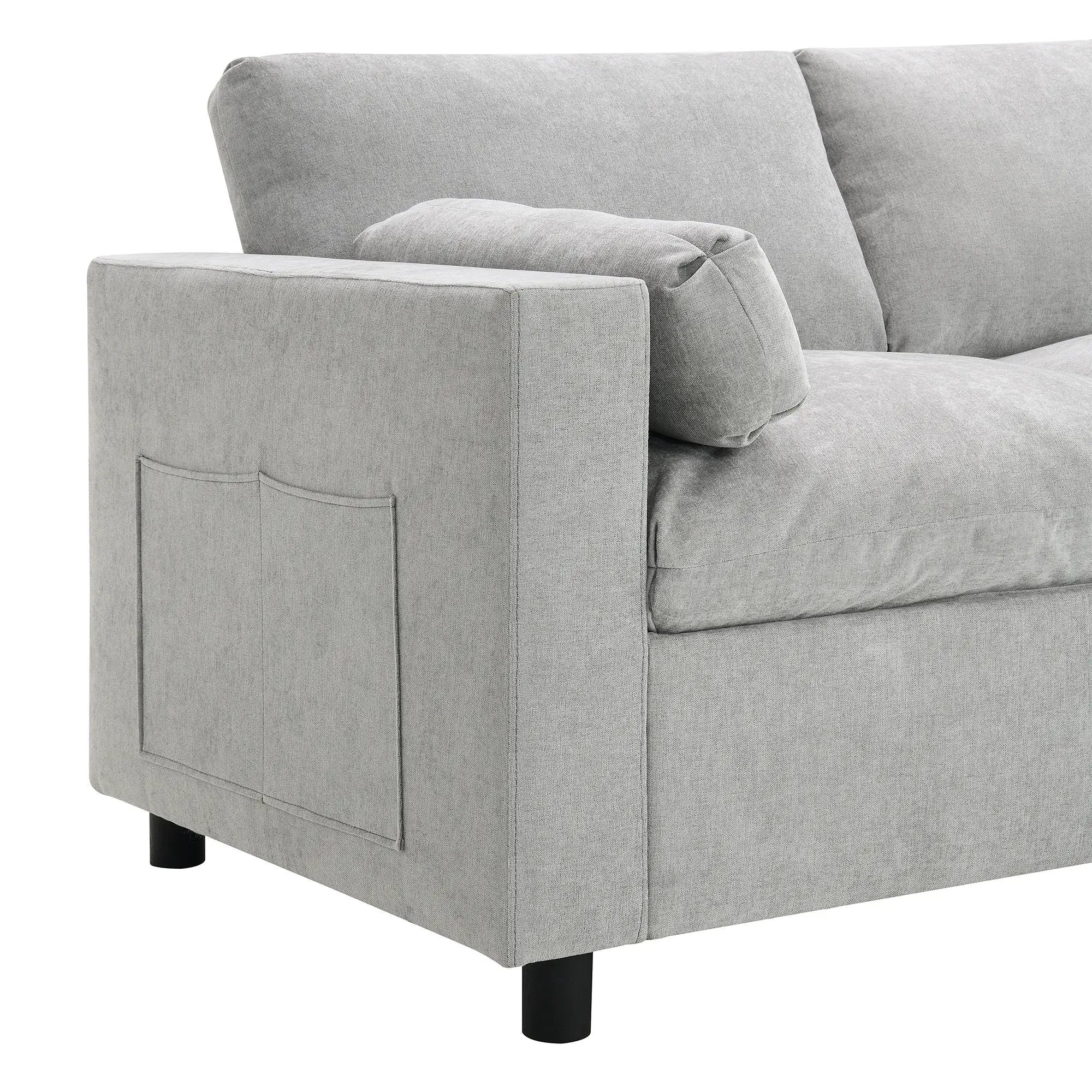 Modular Sectional With Storage Pockets, 5 Seat U Shaped Couch Set With Pillows, Free Combination Modern Cloud Sofa With 2 Movable Ottoman by HouseOfZazla