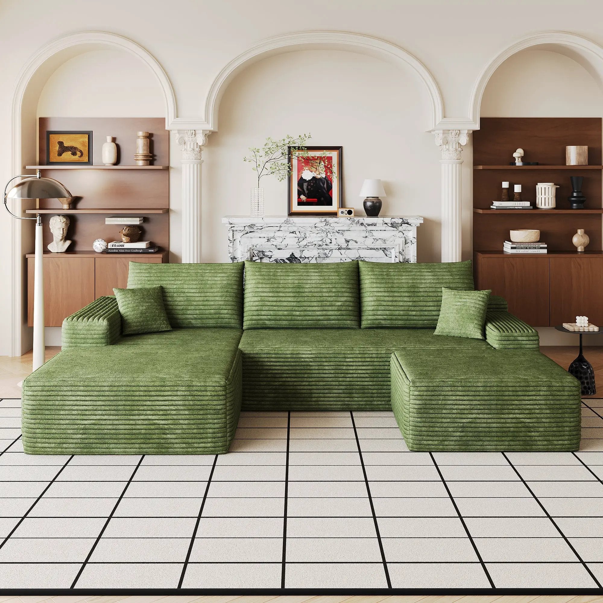 107" Cloud Sectional Sofa with 1 Ottoman by HouseOfZazla