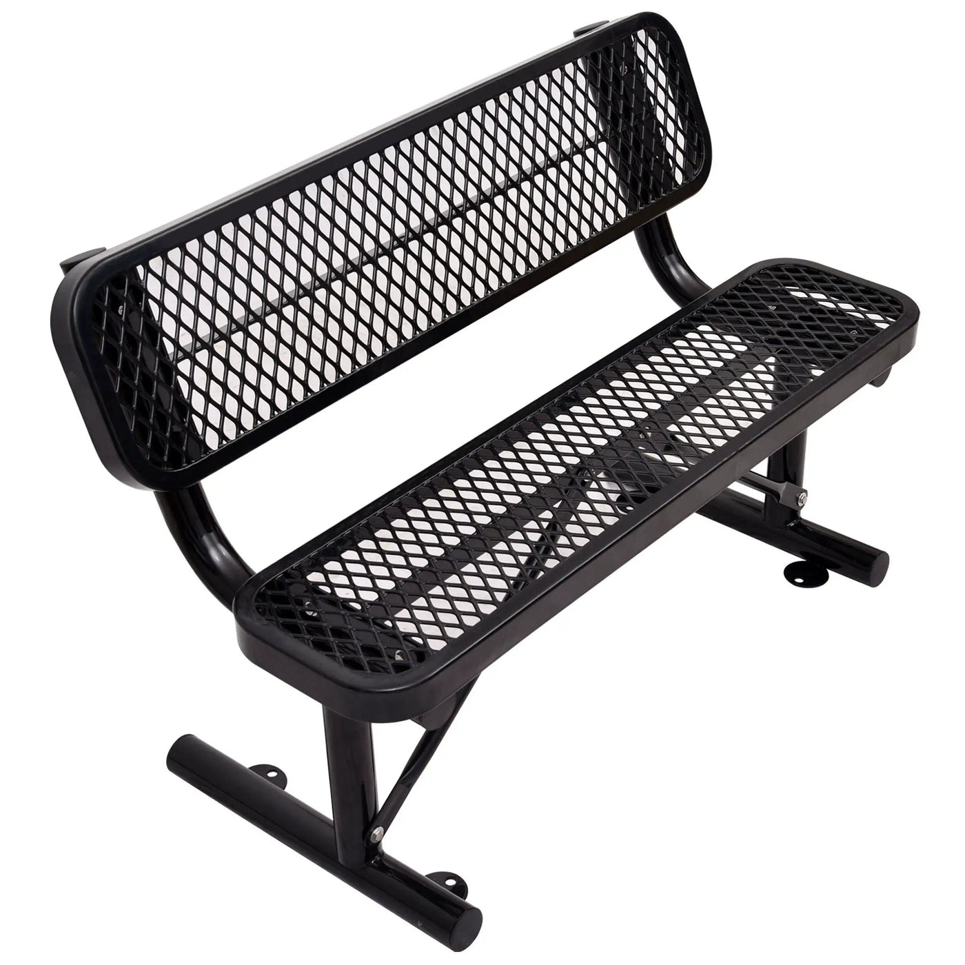 6' Outdoor Steel Bench With Backrest by HouseOfZazla