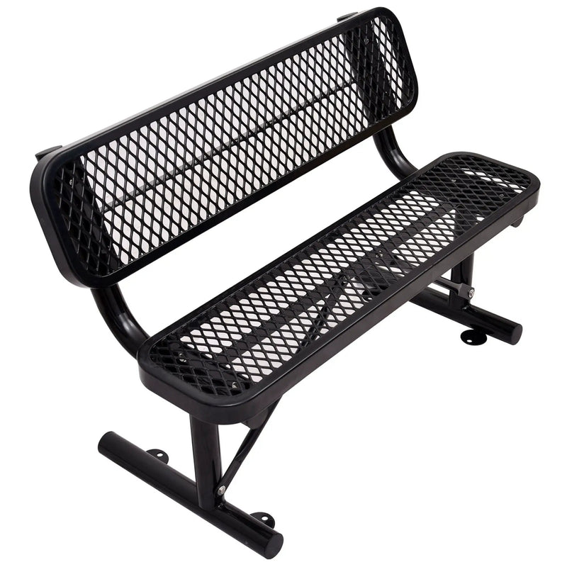 6' Outdoor Steel Bench With Backrest by HouseOfZazla