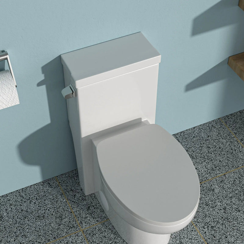 Modern Ceramic 1 Piece Toilet With Soft Closing Seat - White by HouseOfZazla