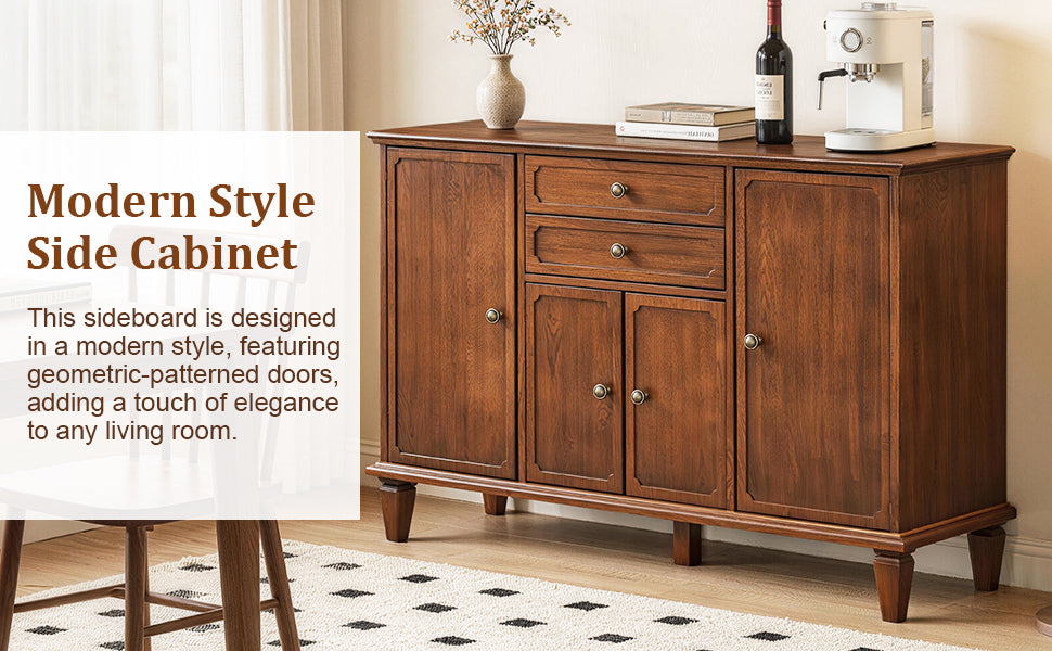 Vintage Wooden Sideboard Buffet Cabinet with Adjustable Shelves - Multi-Functional Storage, photo 7 of 10
