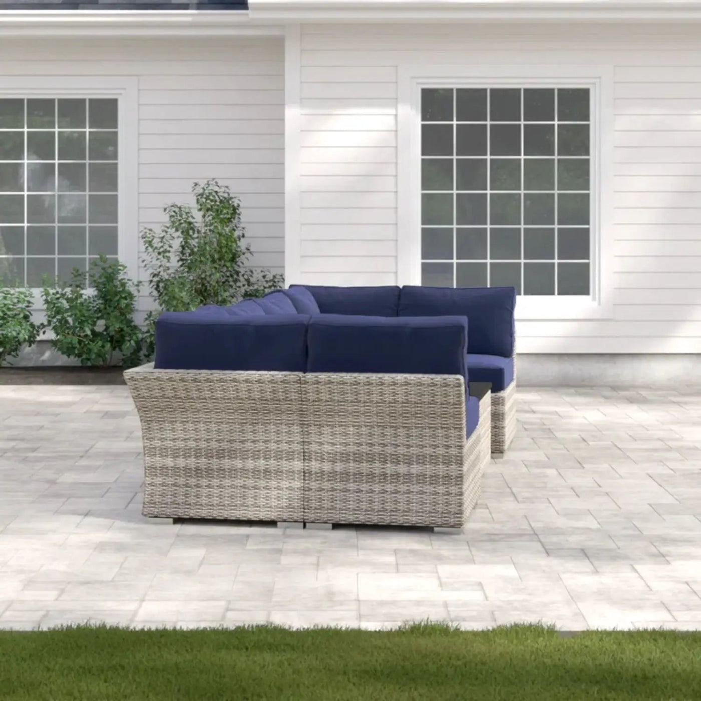 Wicker Sectional Sofa With Cushions And Table by HouseOfZazla