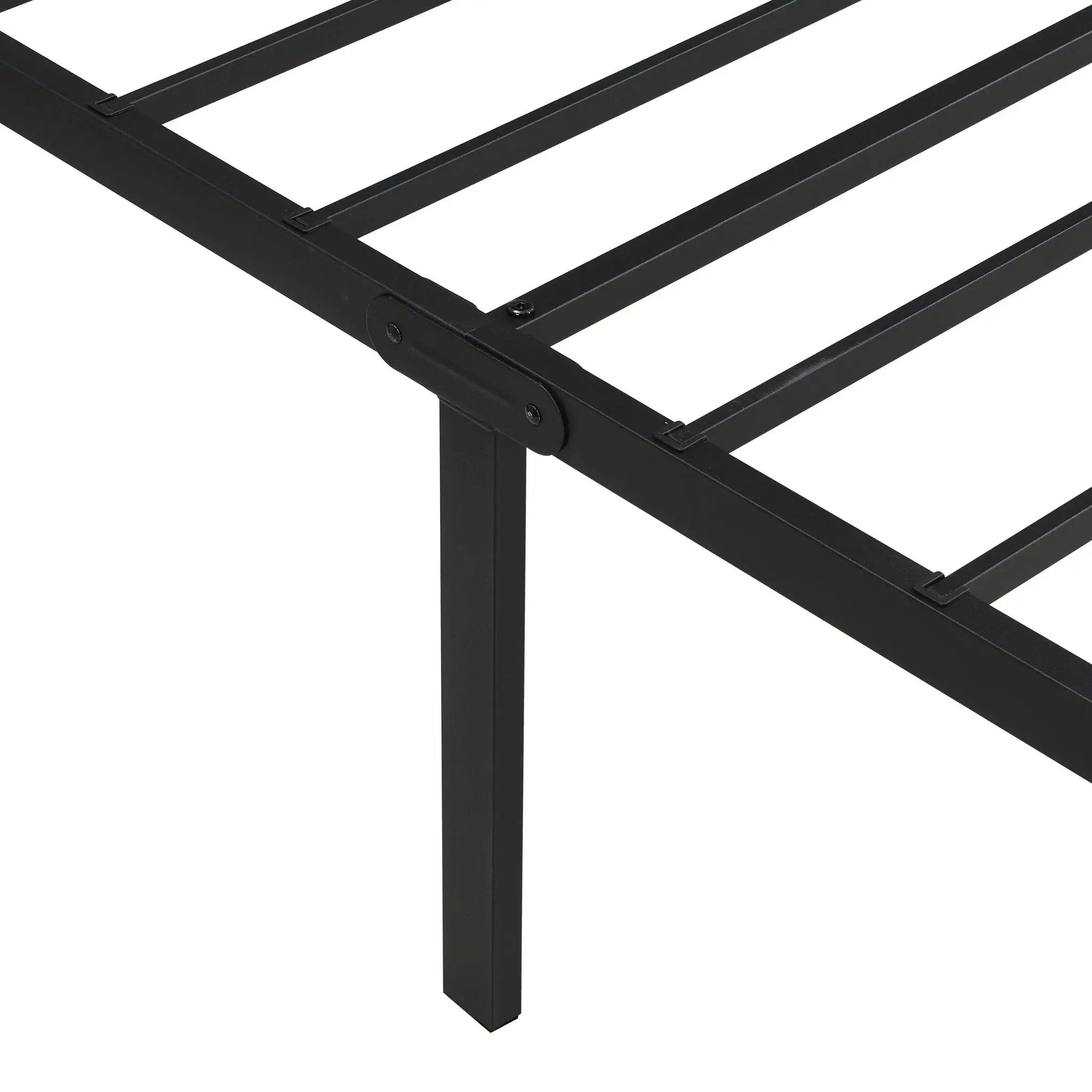 Heavy Duty Queen Size Bed Frame With Quiet Support - Black