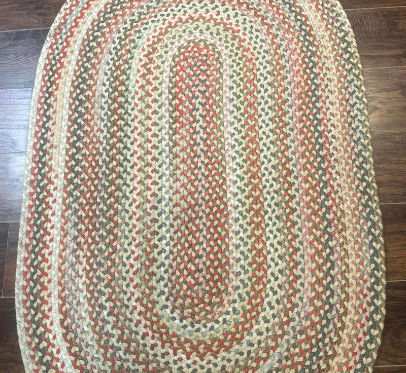 Braided American Oval Rug 3x5, Multicolor, Hand Braided by Jewel Rugs
