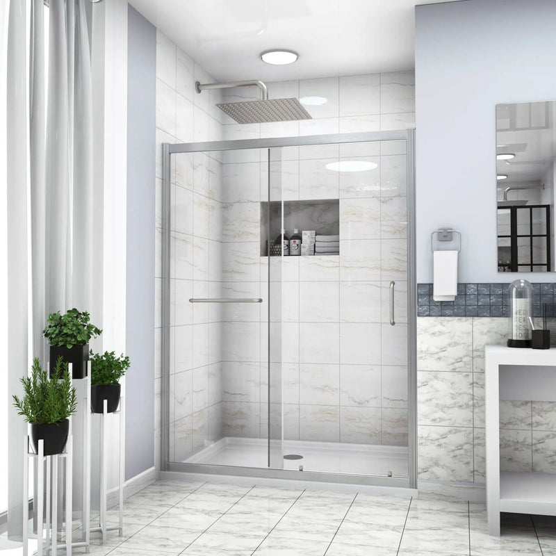 Single Sliding Bypass Shower Door Tempered Glass Enclosure by HouseOfZazla