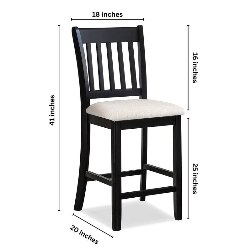Transitional Rubberwood Dining Room Chairs (Set of 2) With Slatted Back - Black by Unique Piece Furniture
