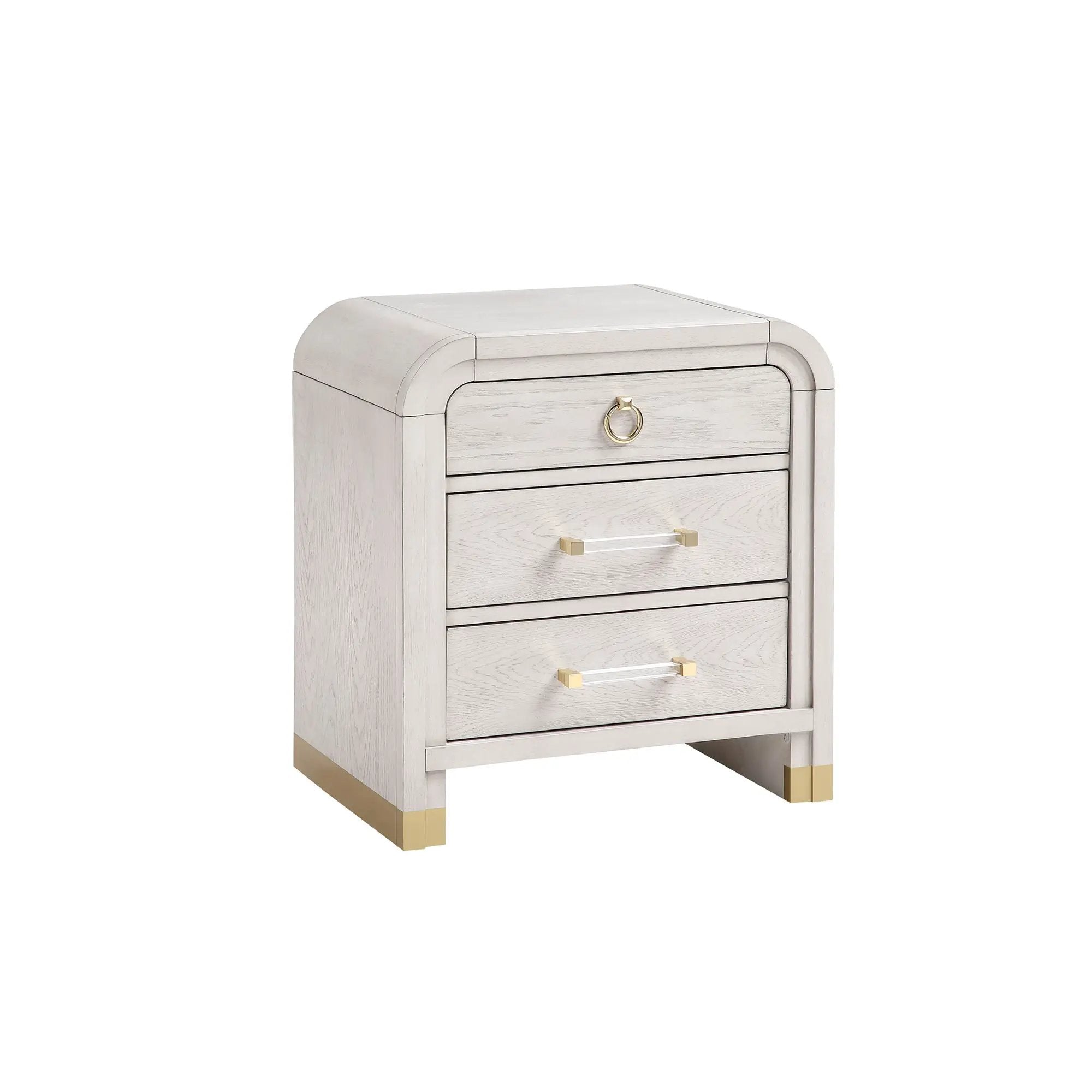 Malco - Nightstand With Spacious Drawer And Gold Metal Fluted Detailing - Black White by Unique Piece Furniture