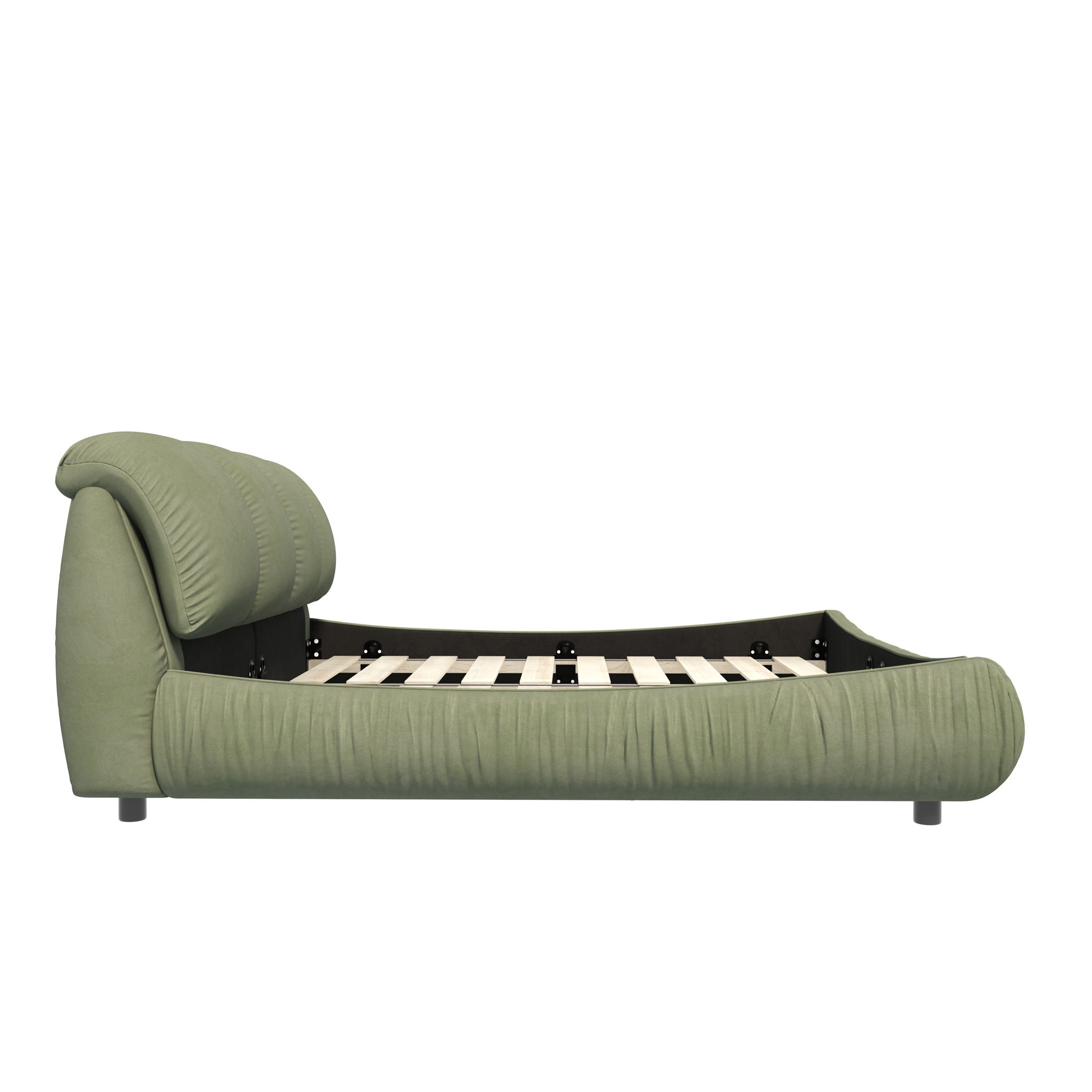 Luxury Upholstered Platform Bed With Oversized Padded Backrest And Solid Wood Frame by HouseOfZazla