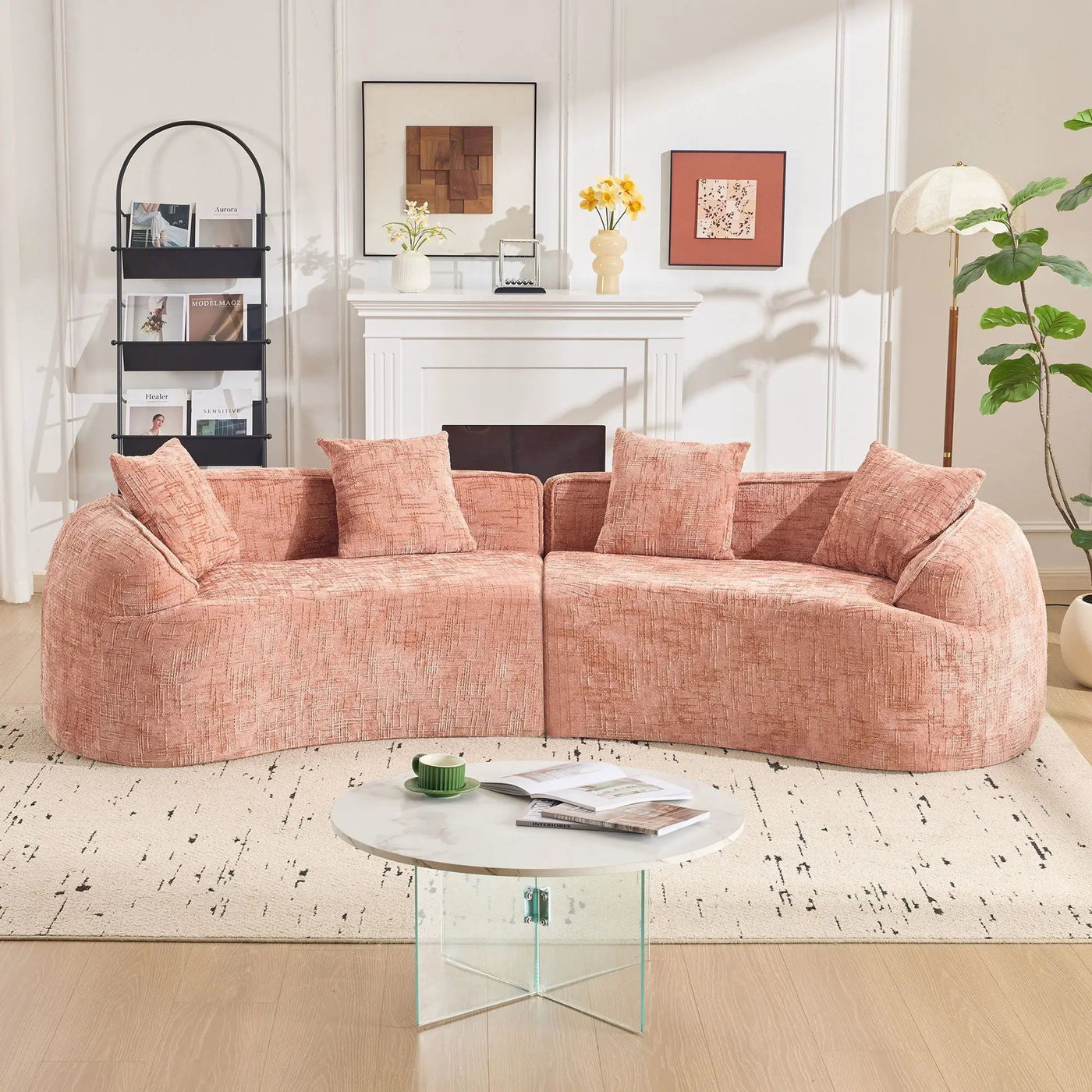 Curved Compressed Sofa, Nordic-Style Design For Living Room by Unique Piece Furniture