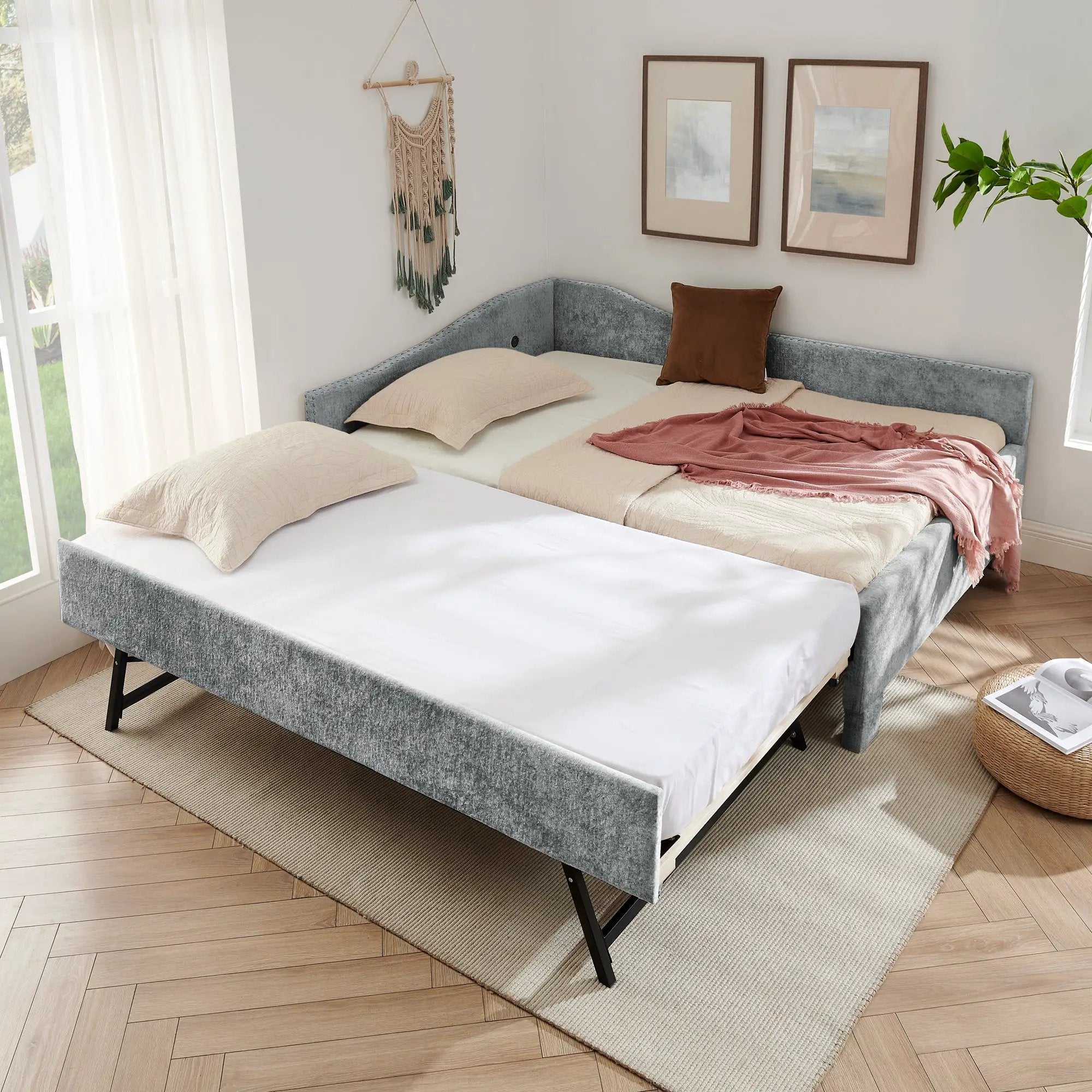 Full Size Curved Round Edge Padded Backrest Daybed by HouseOfZazla