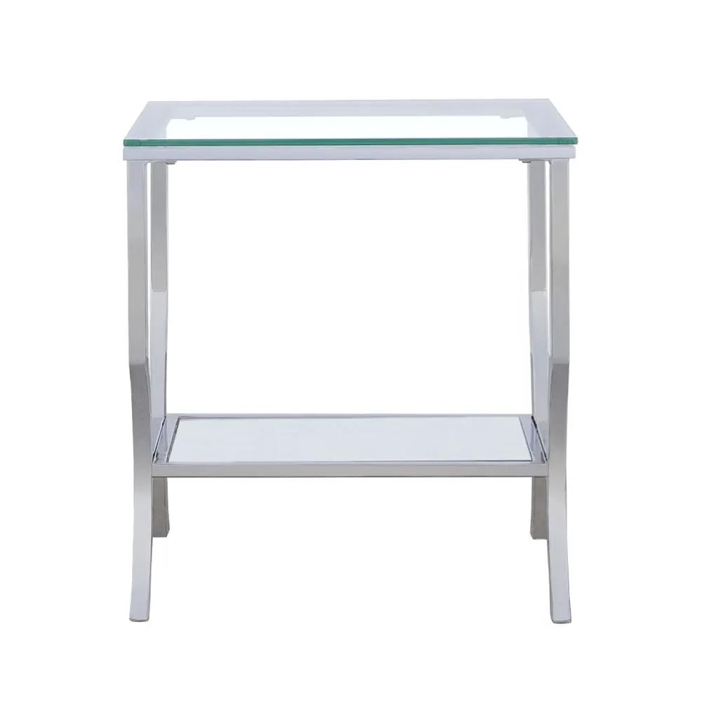 Saide Square Glass Top Side End Table Chrome by Unique Piece Furniture