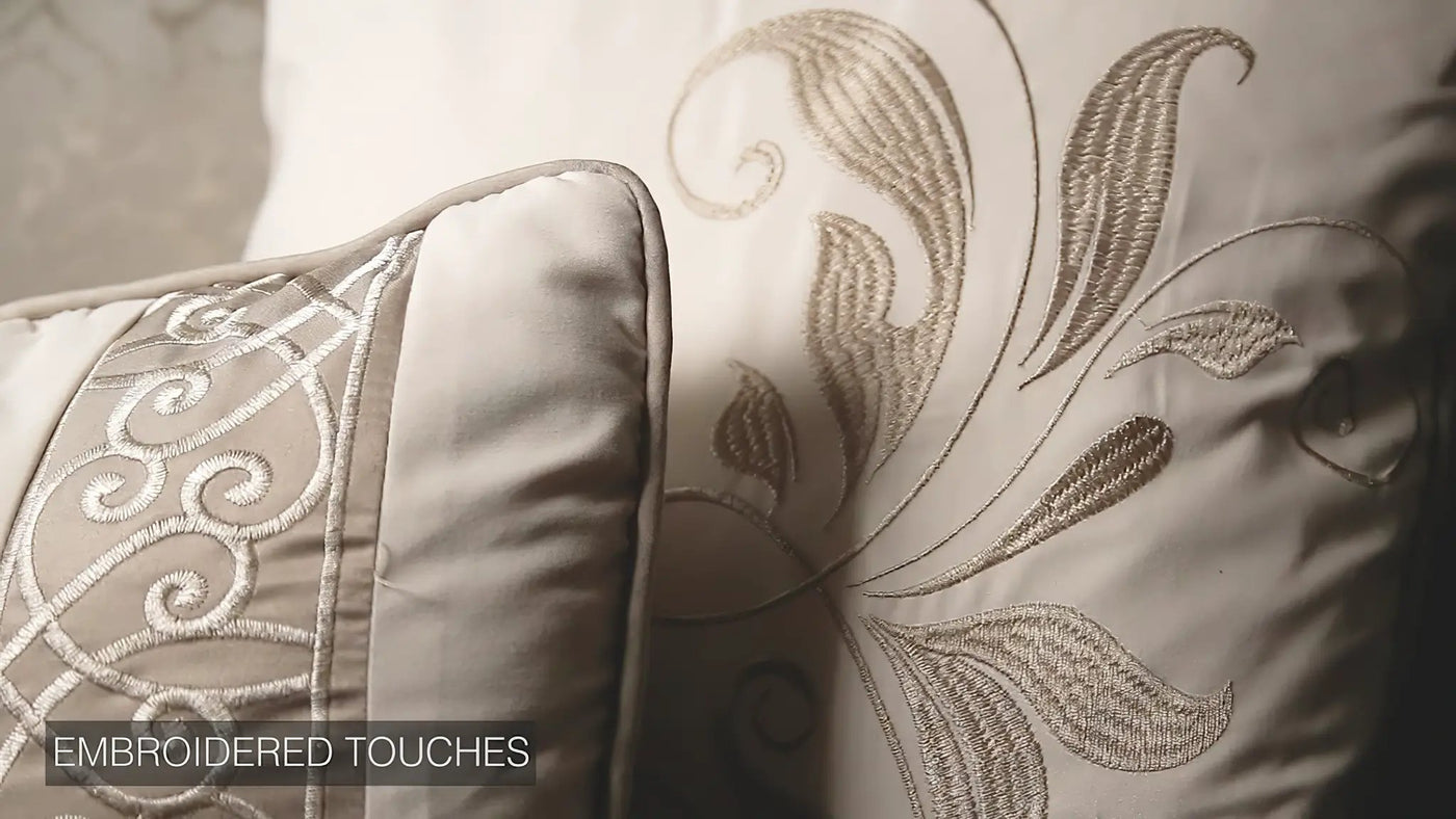 Hillcrest 9-Pc Ivory Damask Jacquard Comforter Ensemble by HouseOfZazla
