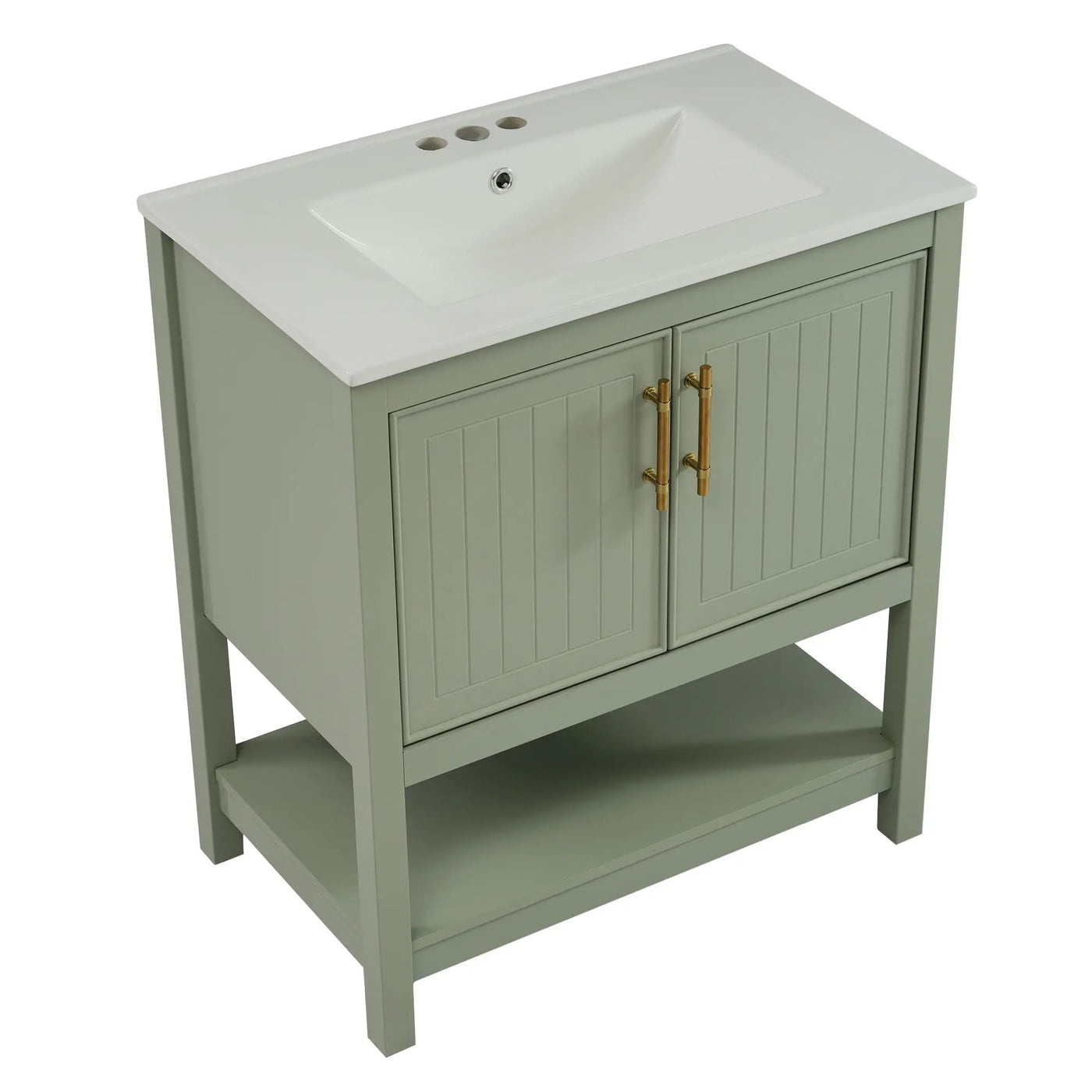 Elegant Bathroom Vanity With Ceramic Sink And Versatile Storage by HouseOfZazla