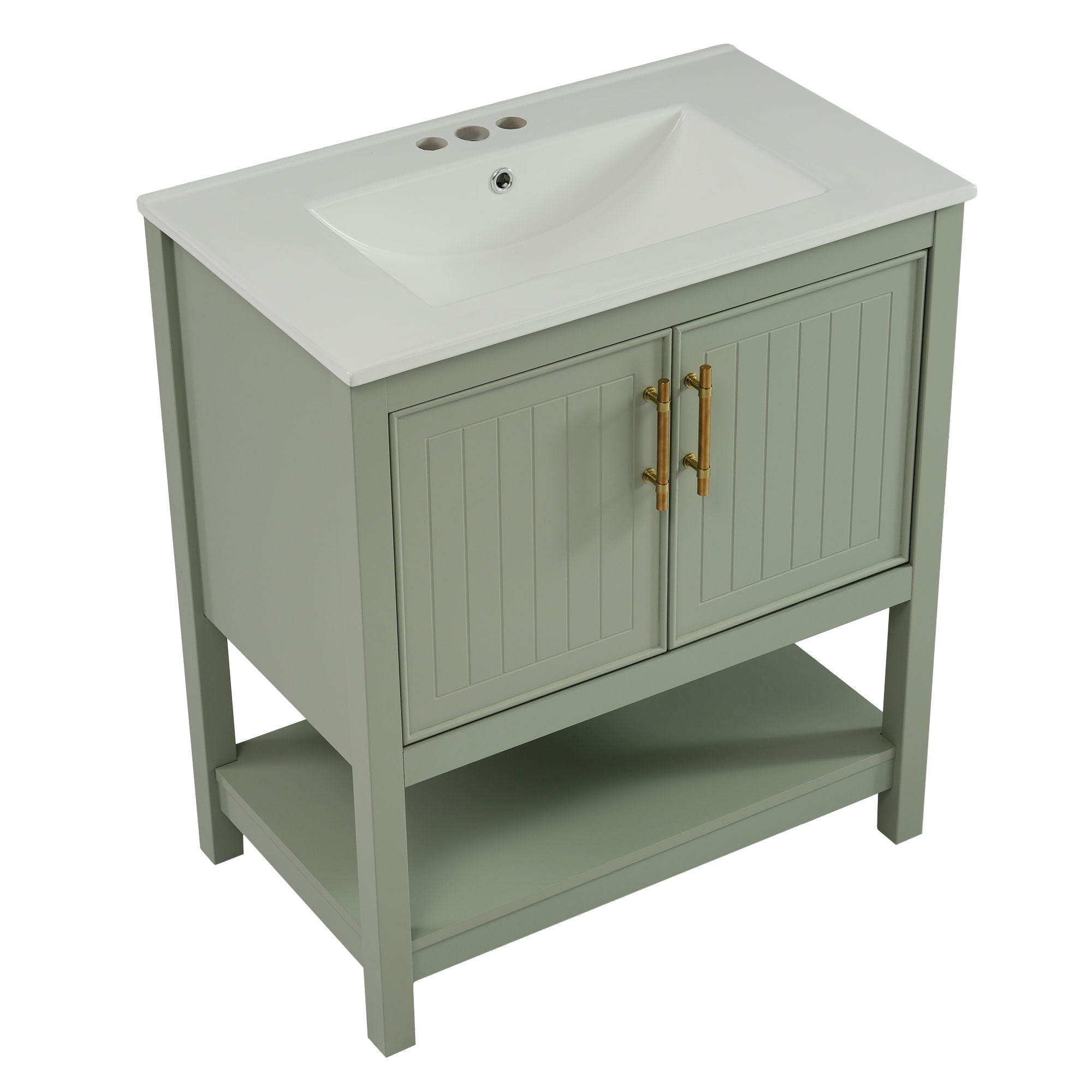 Elegant Bathroom Vanity With Ceramic Sink And Versatile Storage by HouseOfZazla