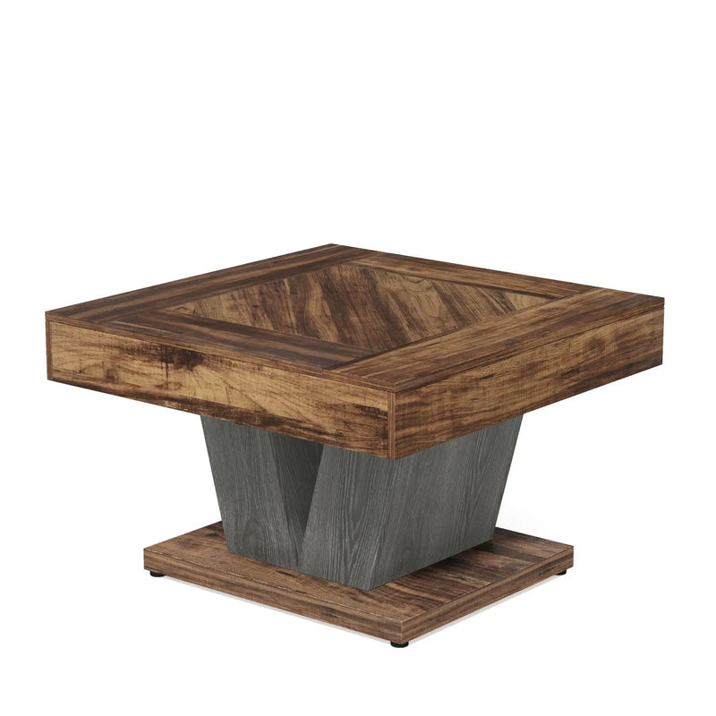Square Coffee Table With Crisscross Base - Brown / Black by HouseOfZazla