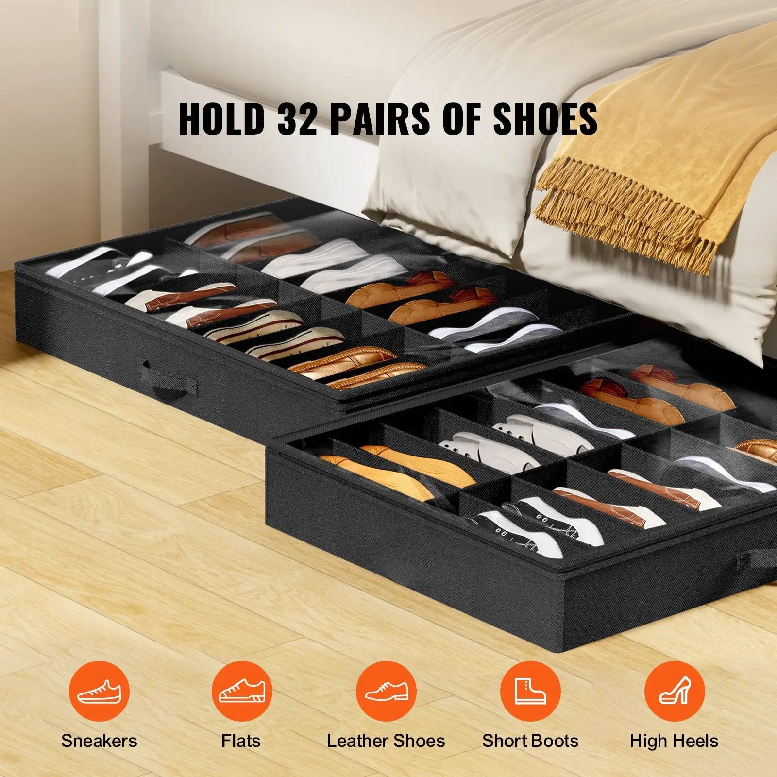 Sturdy Under Bed Shoe Storage Organizer, Set of 2 by HouseOfZazla