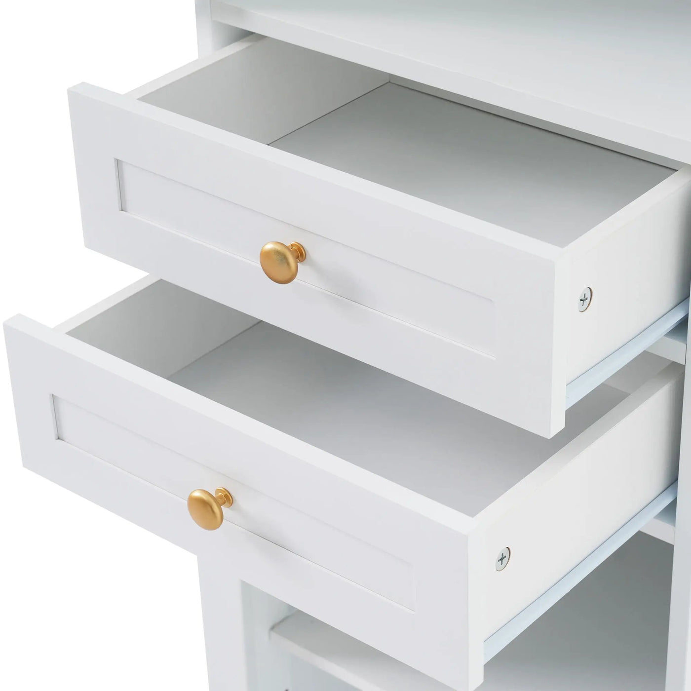Tall Bathroom Storage Cabinet With Glass Doors, Free-Standing, Two Drawers, And Adjustable Shelves, Board, Painted Perfect For Displaying Your Favorite Items by HouseOfZazla