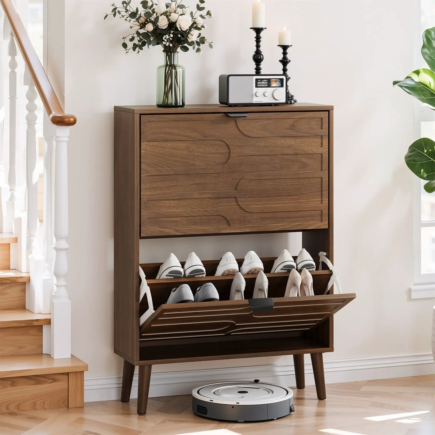 Medieval - Independent Shoe Cabinet With 2 Flip Drawers by HouseOfZazla