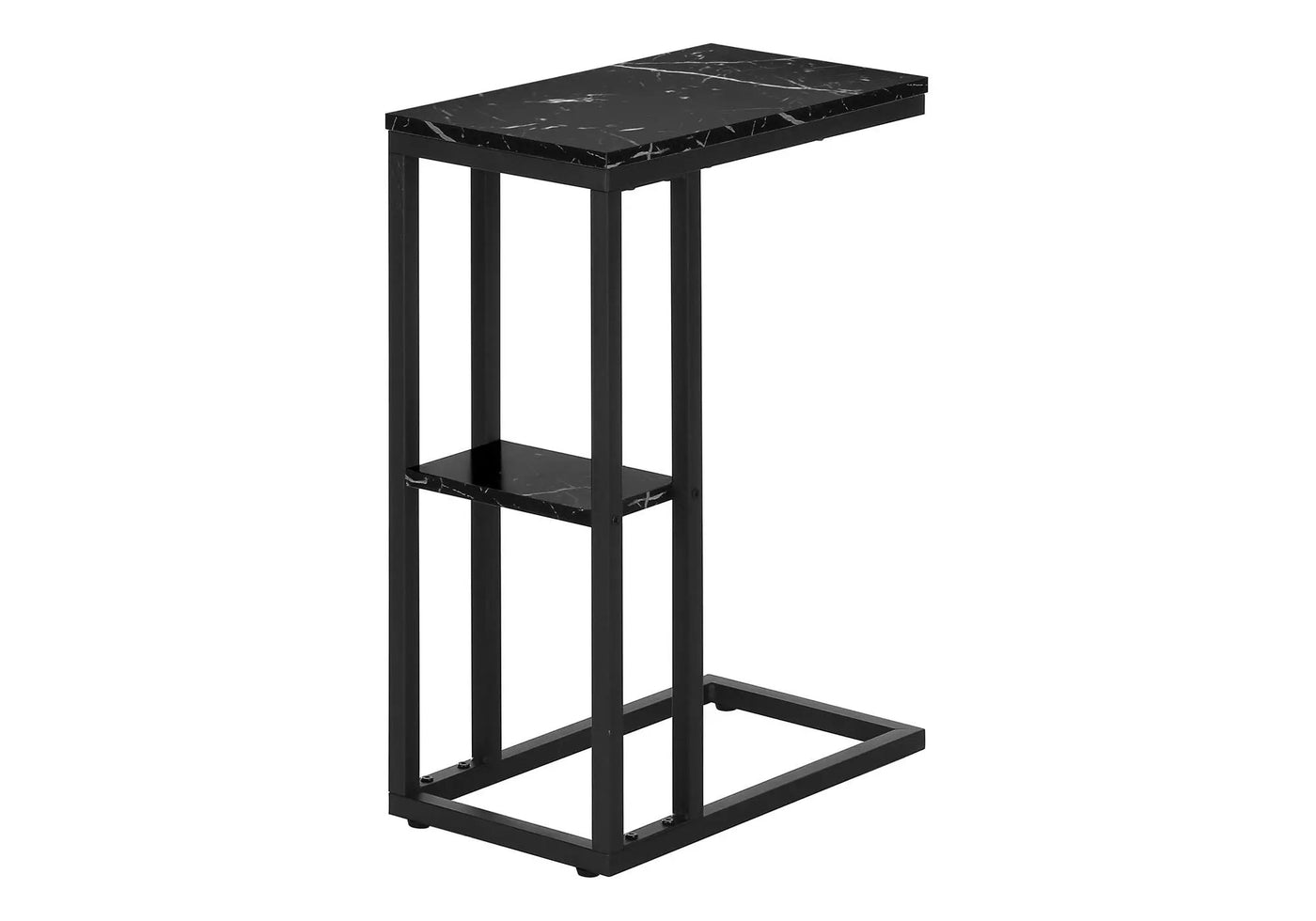 Accent Table, C-Shaped, Marble Look Contemporary & Modern Convenient Design by HouseOfZazla