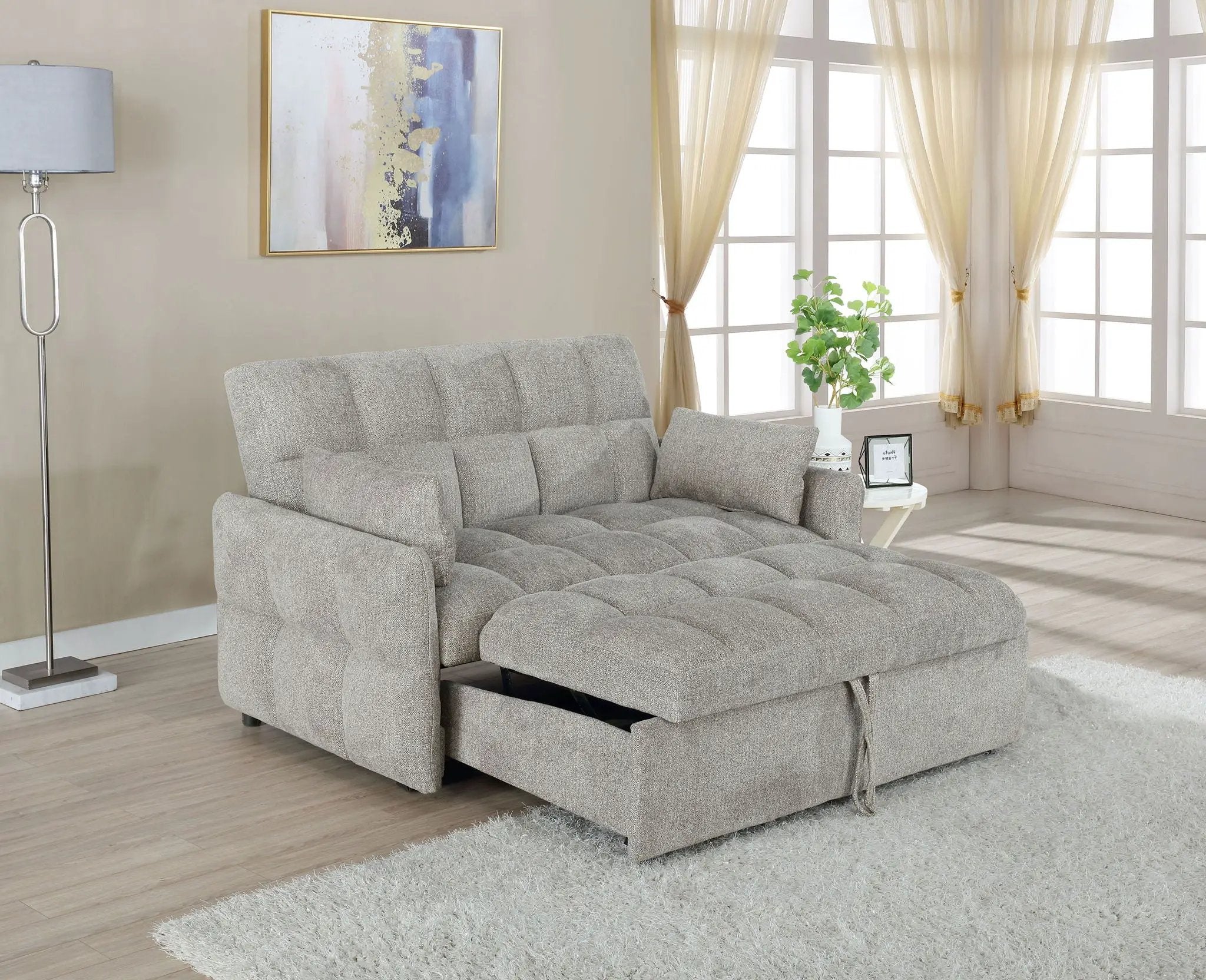 Cotswold Upholstered Convertible Sleeper Sofa Bed Light Grey by Unique Piece Furniture