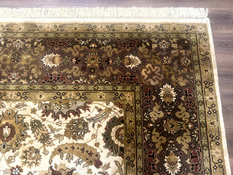 Indo Persian Mahal Rug 8x10, Floral Traditional Wool Oriental Carpet by Jewel Rugs