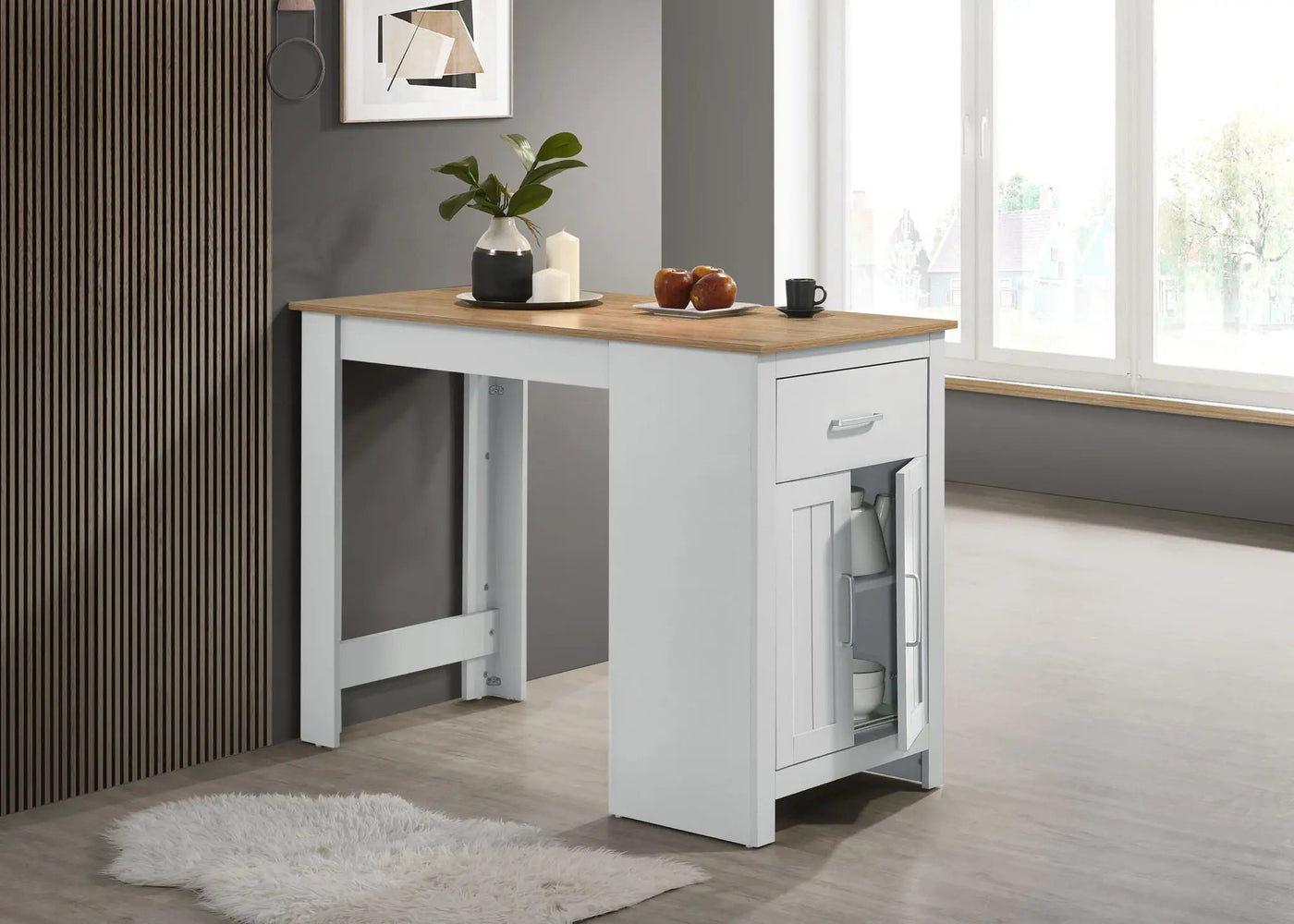 Alonzo - Small Space Counter Height Dining Table With Cabinet And Drawer Storage by HouseOfZazla