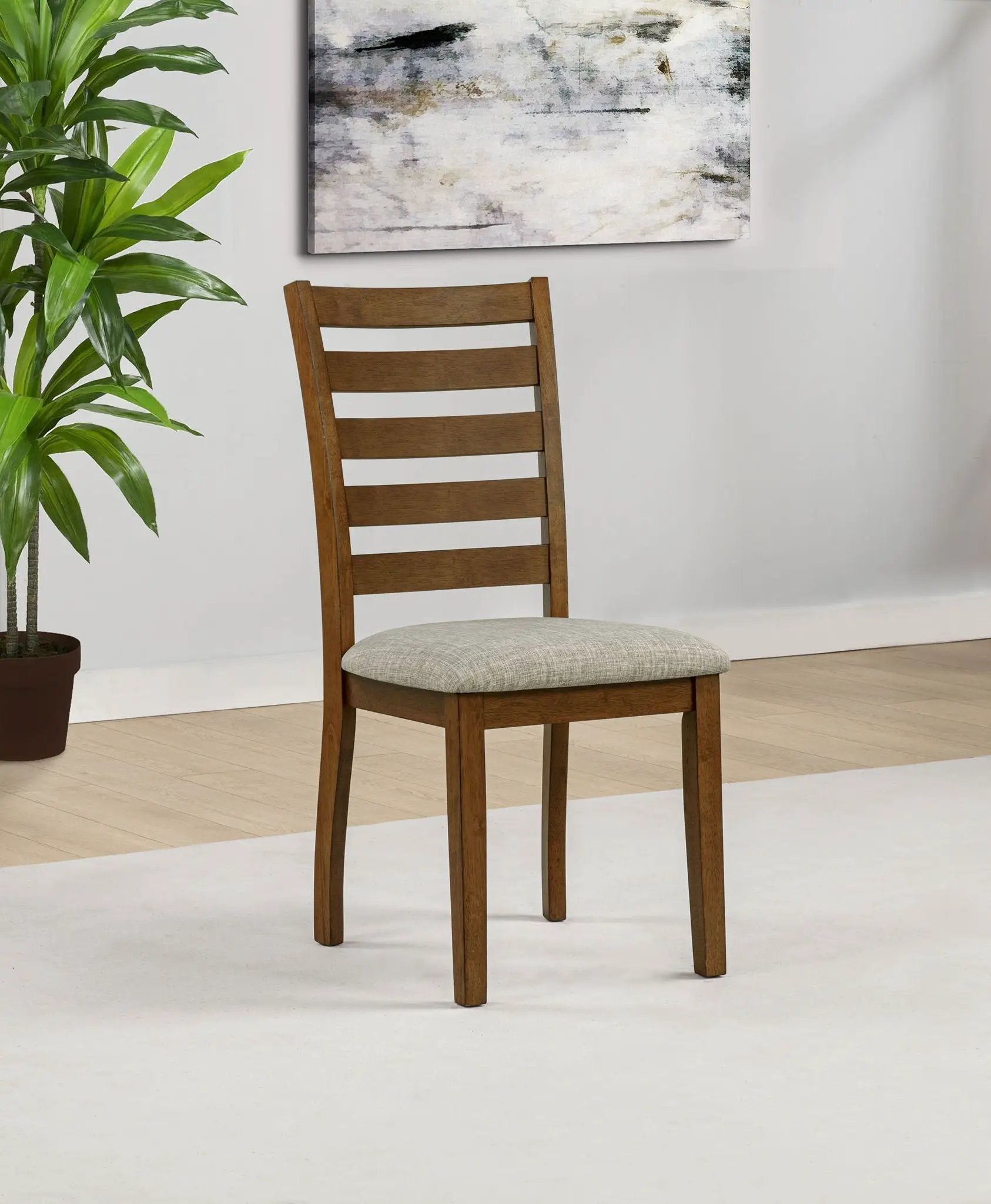 Atwood Wood Dining Side Chair Upholstered Seat Warm Brown by Unique Piece Furniture