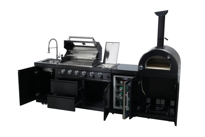 Black 112-Inch Double Stainless Steel Gas Outdoor Kitchen Grill by HouseOfZazla
