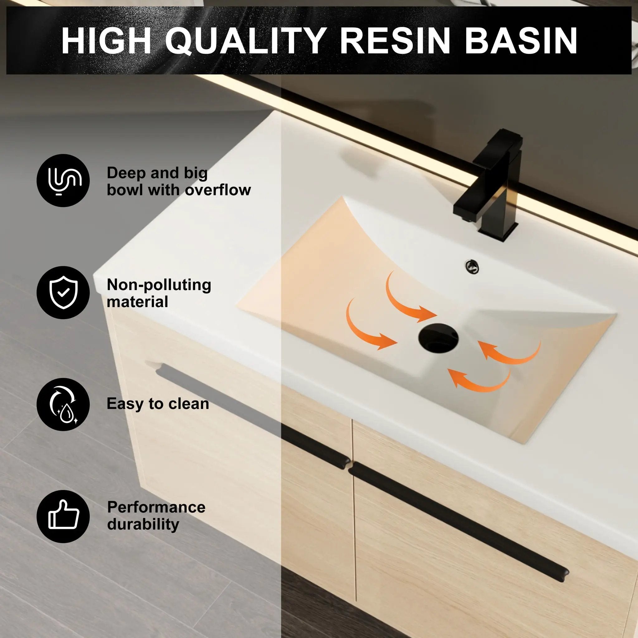 Bathroom Vanity Set With Resin Countertop Sink, 2 Doors by HouseOfZazla