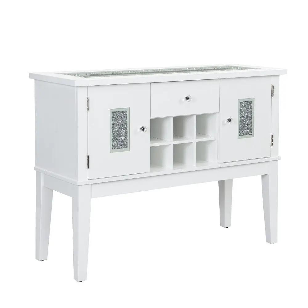 Elizaveta - Server - Faux Crystal Diamonds & White High Gloss by Unique Piece Furniture