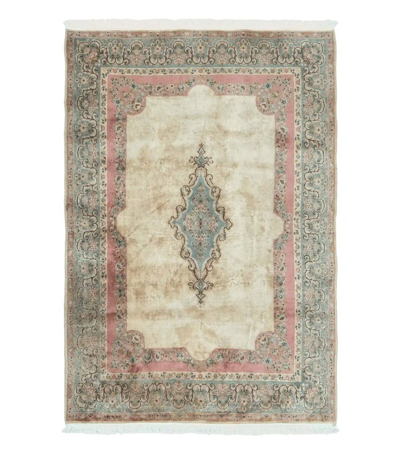 Persian Kerman Rug 6x9, Pastel Colors, Semi Open Field by Jewel Rugs