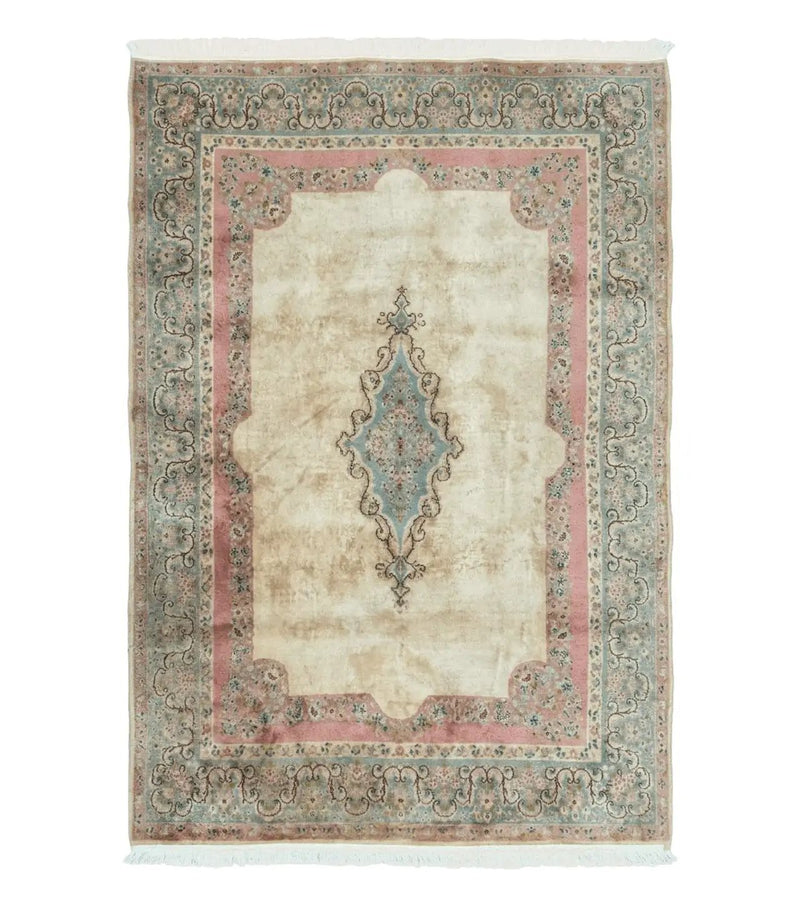 Persian Kerman Rug 6x9, Pastel Colors, Semi Open Field by Jewel Rugs