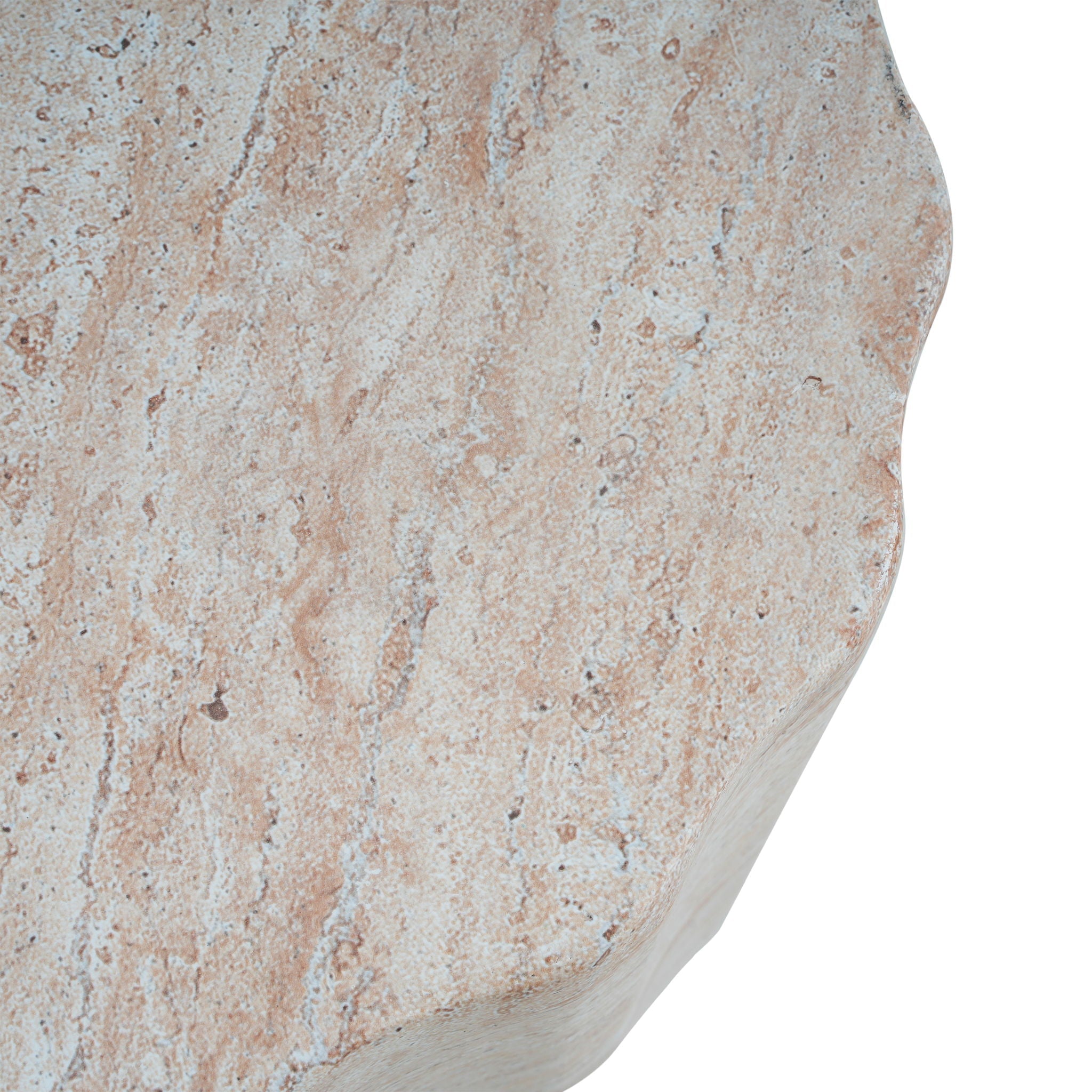 Elegant Indoor/Outdoor Lightweight Concrete Side Table With Travertine - Beige by HouseOfZazla