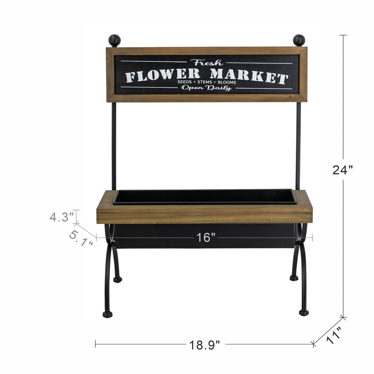 Rustic Plant Stand with Wood & Metal Construction - Brown/Black, photo 6 of 6