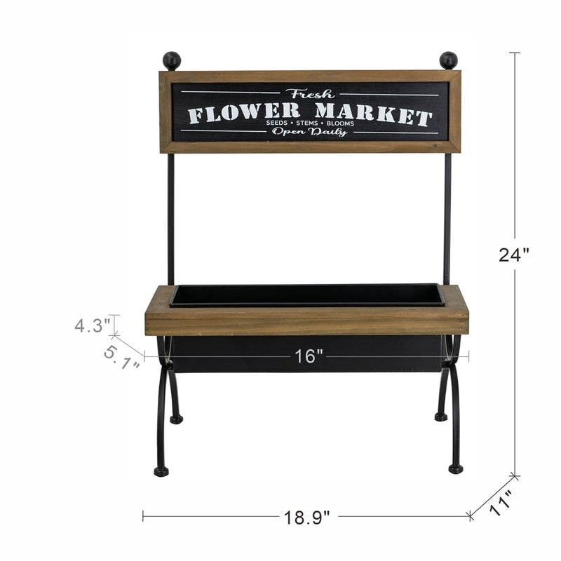 Rustic Plant Stand with Wood & Metal Construction - Brown/Black, photo 6 of 6