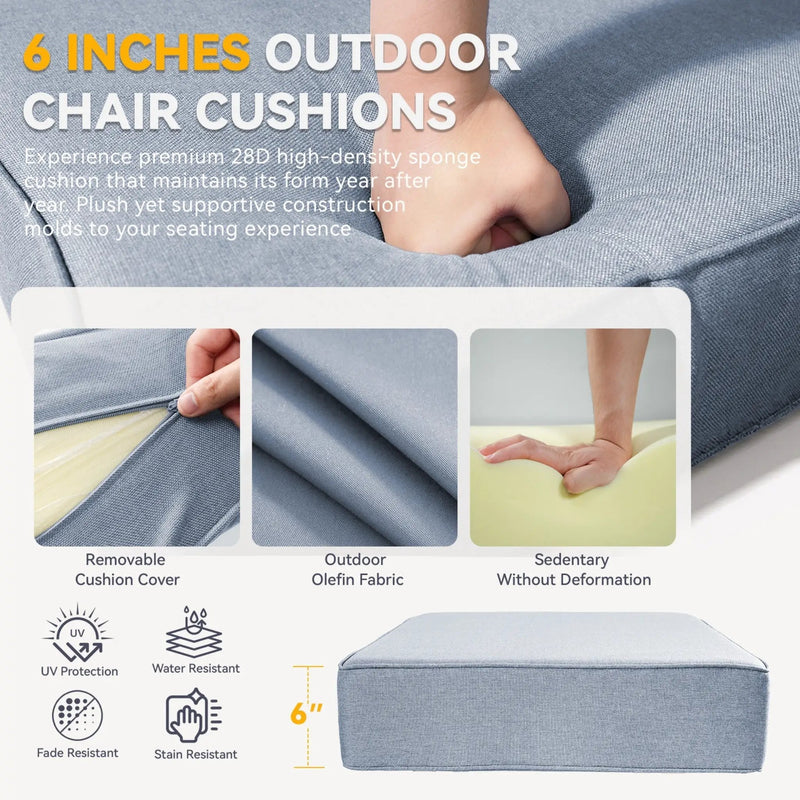 6" Thicker Outdoor Chair Cushions - Set of 2 by HouseOfZazla