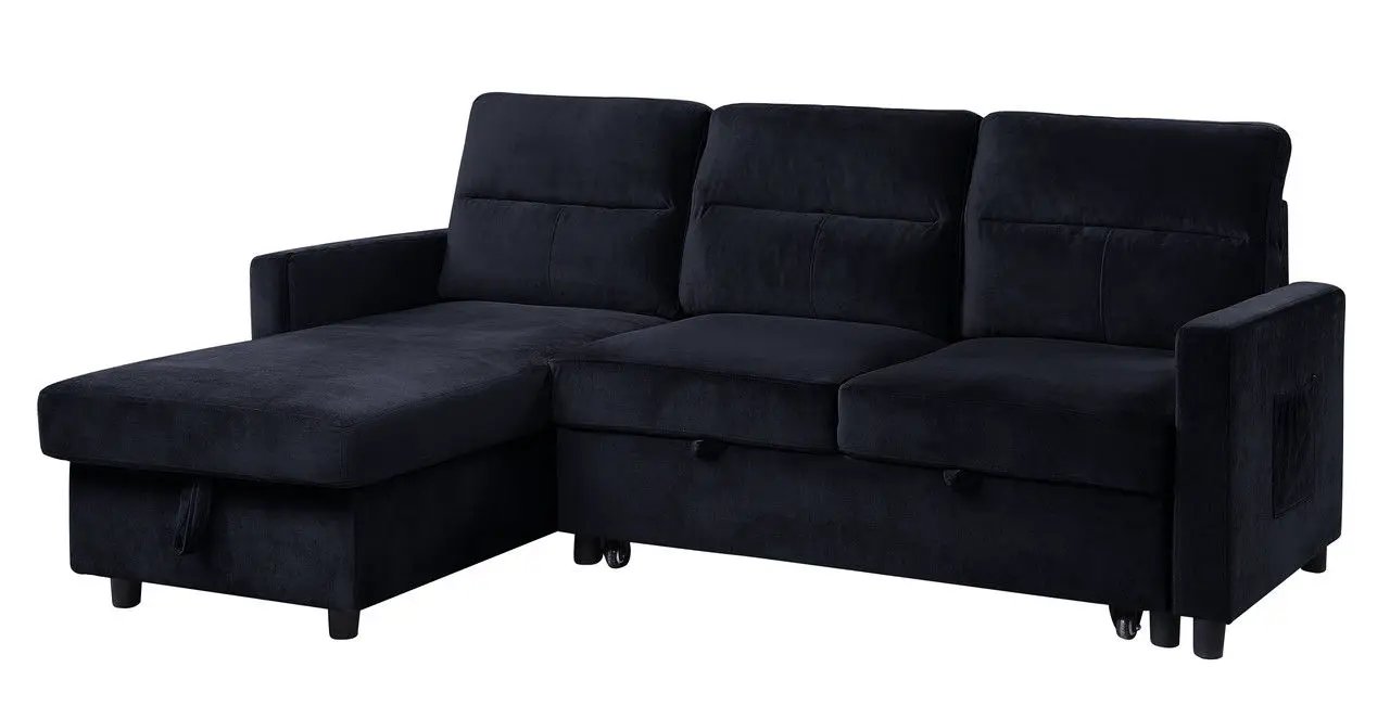 Ivy - Reversible Sleeper Sectional Sofa With Storage Chaise And Side Pocket by HouseOfZazla