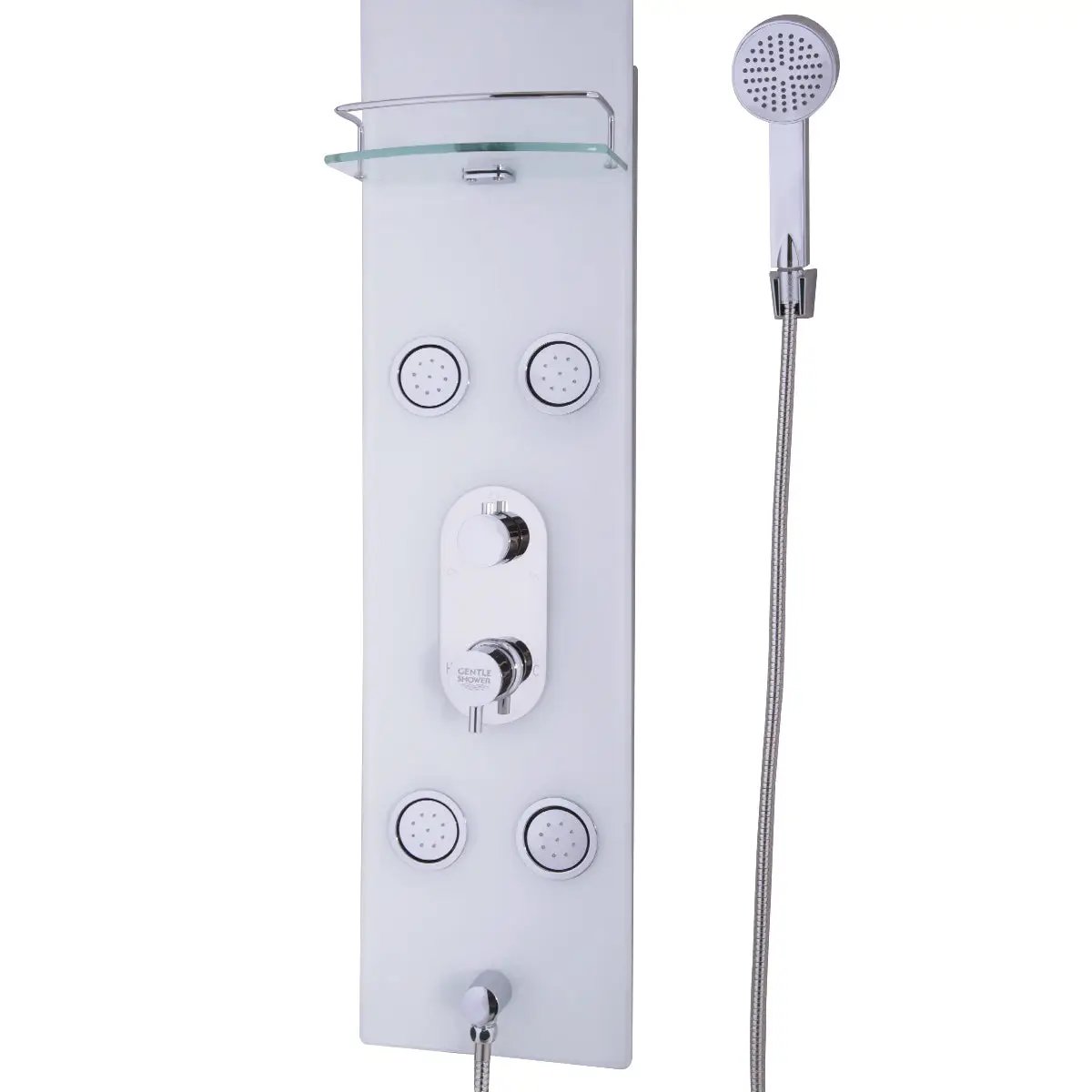 55 Inch Tempered Glass Shower Panel with Massage Jets Hand Shower by DirectDeals